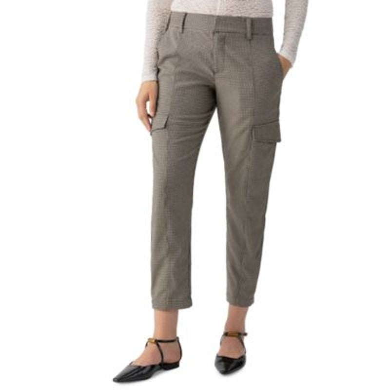 Sanctuary Women's Polished Cargo Pants in Tan Compact Houndstooth Print