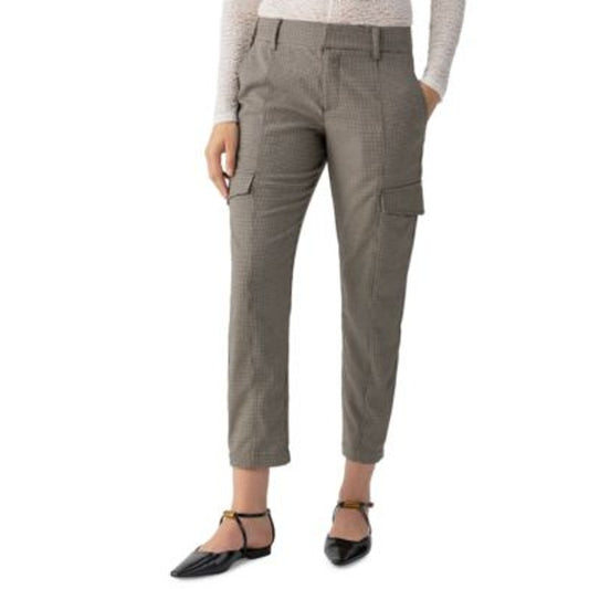 Sanctuary Women's Polished Cargo Pants in Tan Compact Houndstooth Print