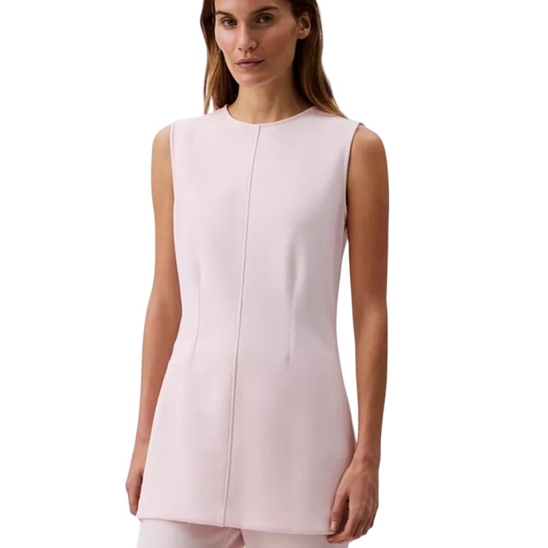 Calvin Klein Women's Sleeveless Tailored Knit Tunic Top in Pearl Pink