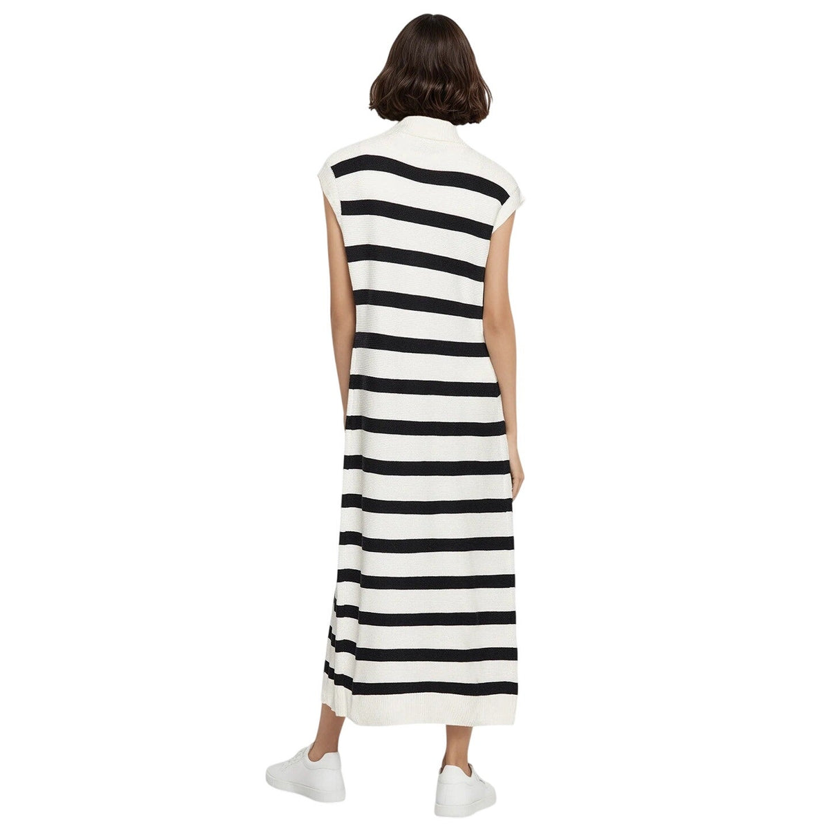 Three Dots Mackenzie Duster Knit Sweater Dress in Black White