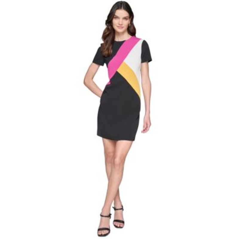 KARL LAGERFELD PARIS Women's Colorblocked Sheath Dress in Black Multi