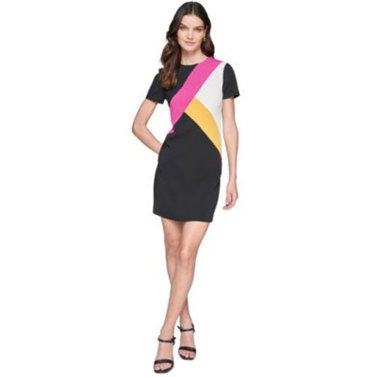 KARL LAGERFELD PARIS Women's Colorblocked Sheath Dress in Black Multi