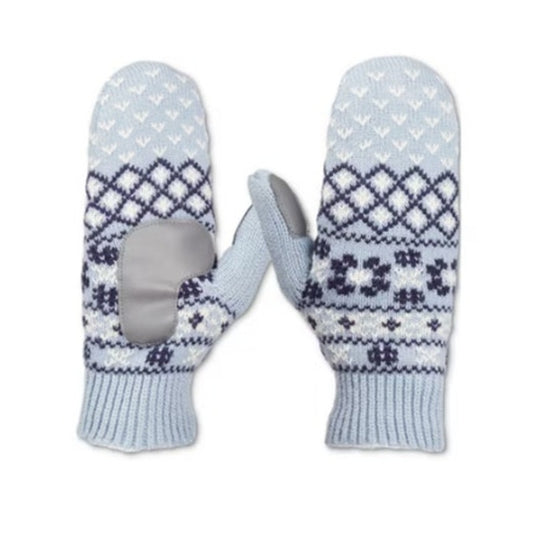 Isotoner Signature Nordic Fair Isle Water Repellent Mittens in Blue Willow, OS