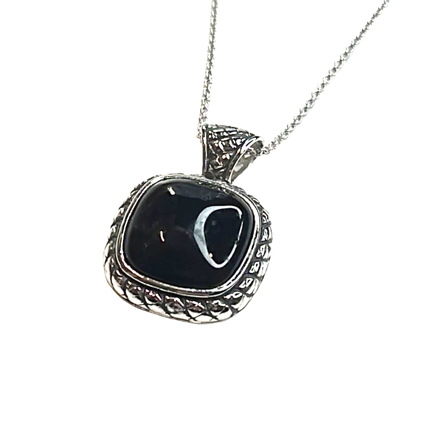 R. H. Macy Sterling Silver & Black Agate Square Necklace