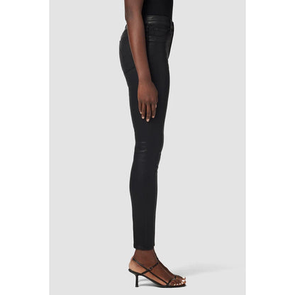 Hudson Barbara High-Rise Coated Super Skinny Jean Black Noir