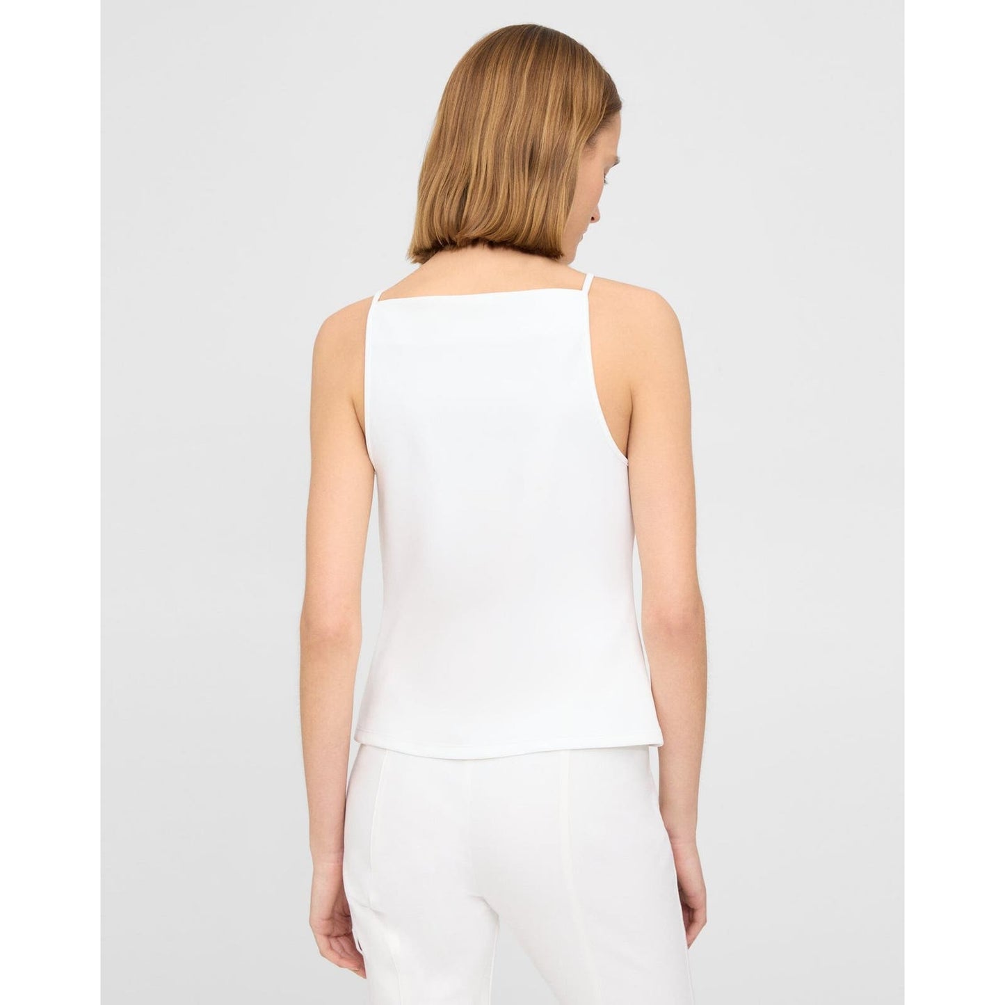 Theory Square Neck Tank Top in Precision Ponte White, Size PS