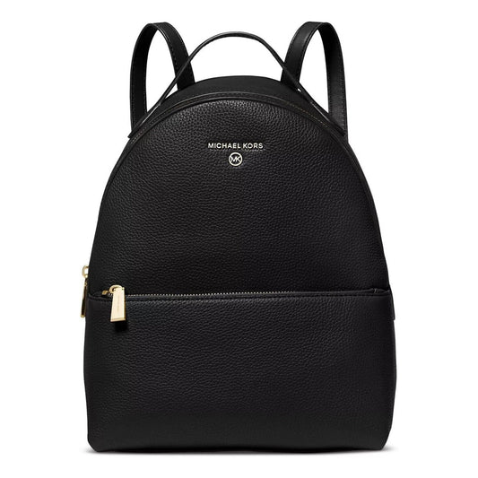 Michael Kors Valerie Medium Backpack In Black Pebbled Leather