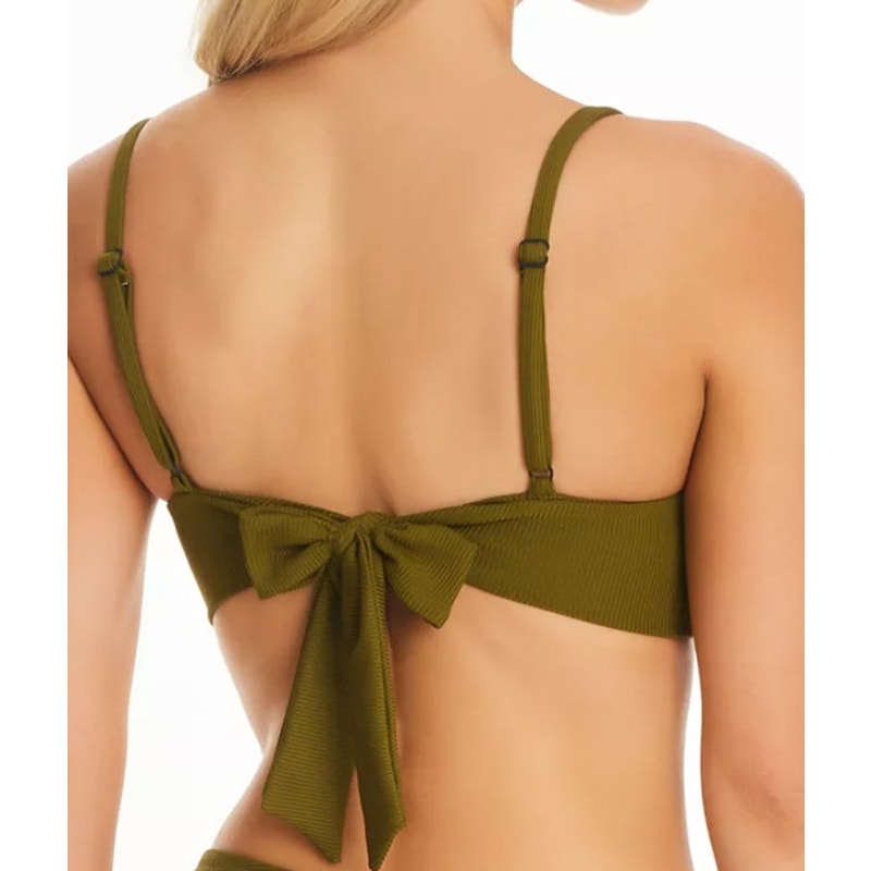 BAR III Women's Ribbed Notch Front Bikini Top in Field Green