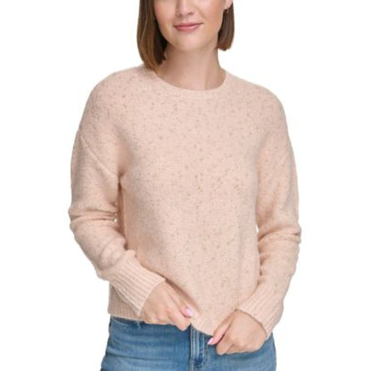 Calvin Klein Jeans Women's Crewneck Sweater Long-Sleeve Adora Pink & Gold