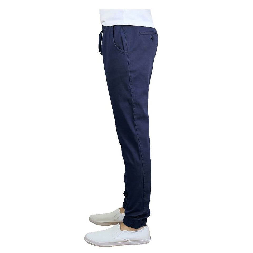 Galaxy By Harvic Men's Basic Stretch Twill Joggers In Navy, Size Medium