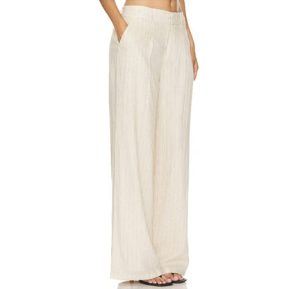 Sanctuary Women's Pleated-Front Wide-Leg Vineyard Stripe Pants in Beige
