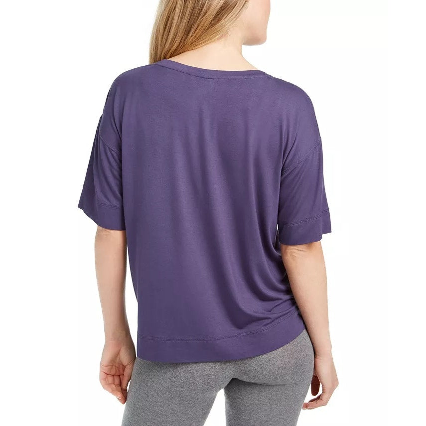 JENNI Ultra Soft Core Printed Short Sleeve Pajama Shirt In Violet Blue