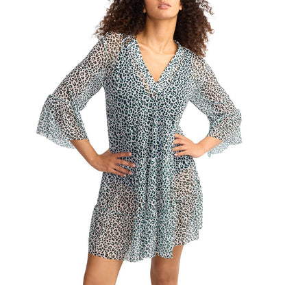 Coco Reef Summer Cheetah Enchant Cover-up Dress In Jasper Green Multi