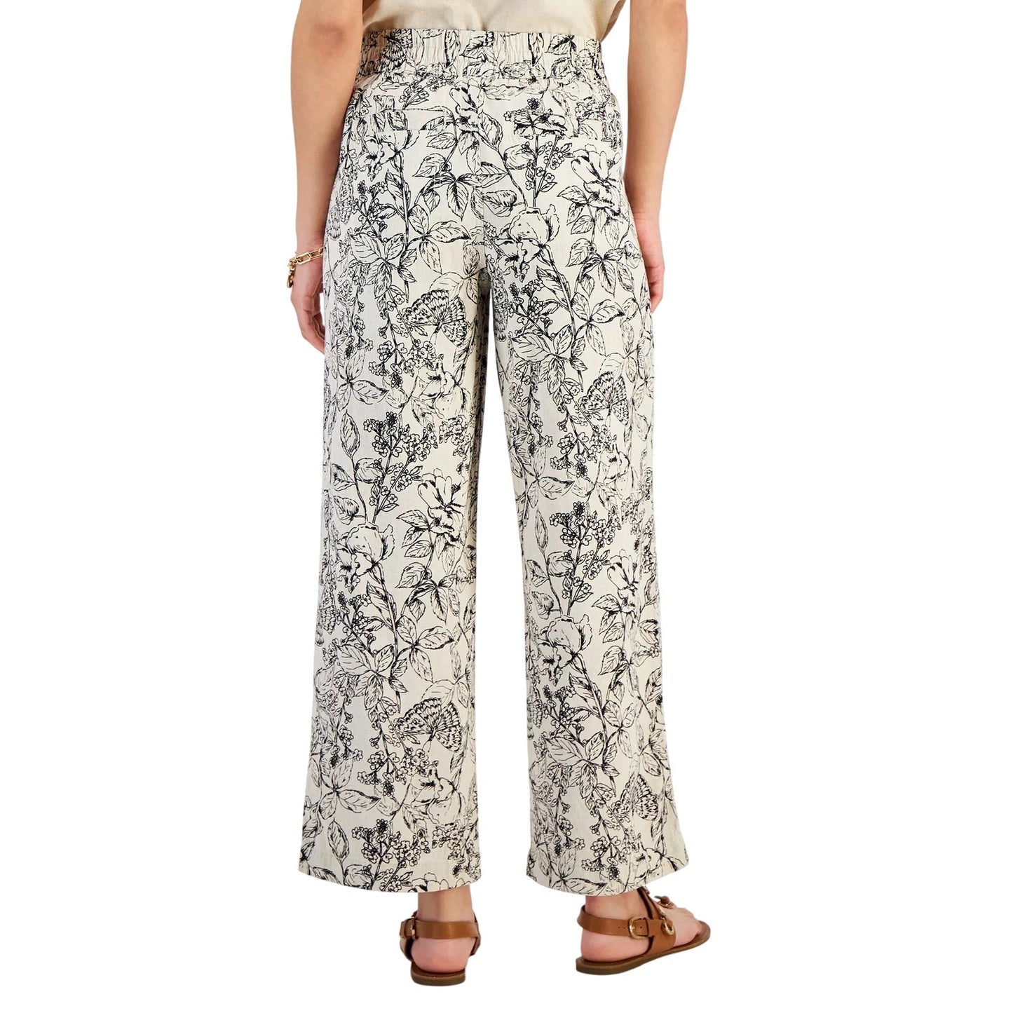 Tommy Hilfiger Women's Butterfly High-Rise Tie-Waist Pants in Beige