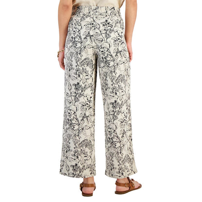 Tommy Hilfiger Women's Butterfly High-Rise Tie-Waist Pants in Beige