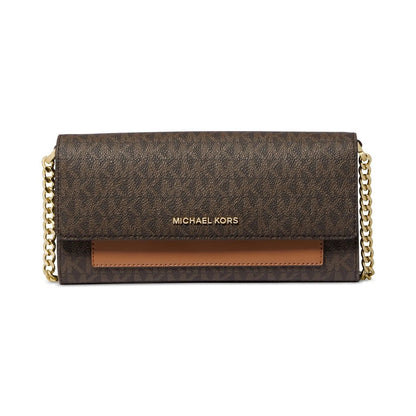 Michael Kors Women's Jet Set Wallet On A Chain in Signature Brown/Acorn, BEA