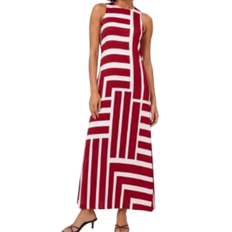 Donna Morgan Women's Striped Sleeveless Maxi Dress in Cream True Red