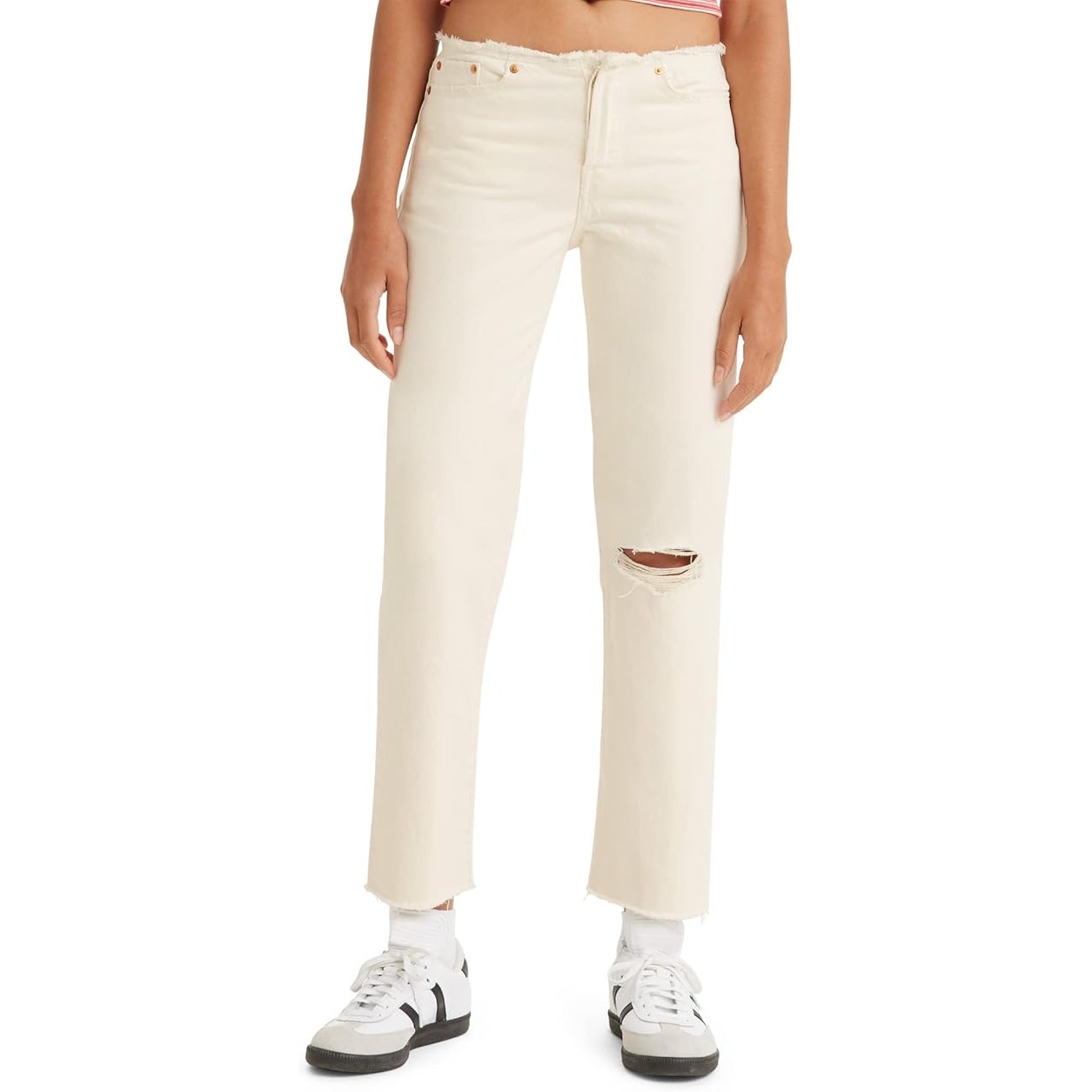 Levi's Women's Released Hem Wedgie Straight Leg Jeans in Flow Style Cream, 28.