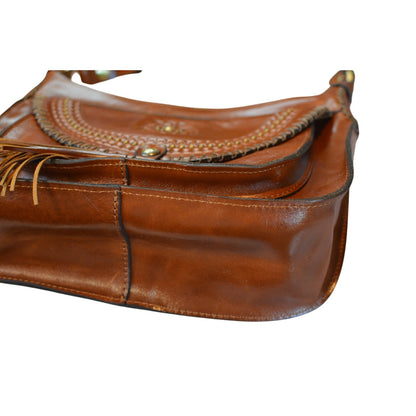 Patricia Nash "Camila" Leather Crossbody in Cognac Brown