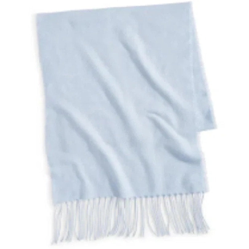 Style & Co Fringe Detail Solid Soft Wrap Scarf in Light Blue