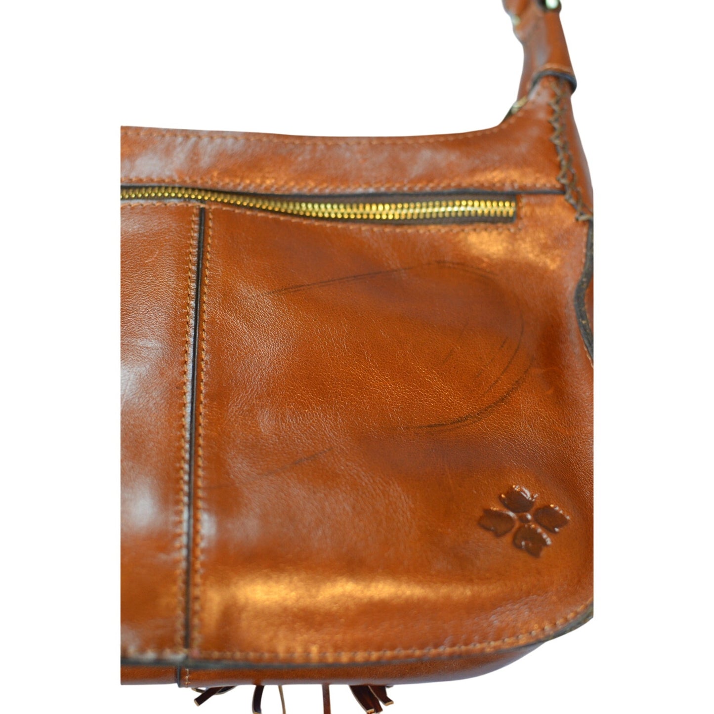 Patricia Nash "Camila" Leather Crossbody in Cognac Brown