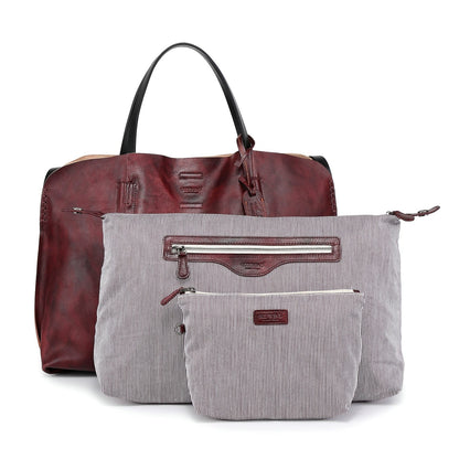 OLD TREND Women's Genuine Leather "Forest Island" Carryall Bag in Rusty Red
