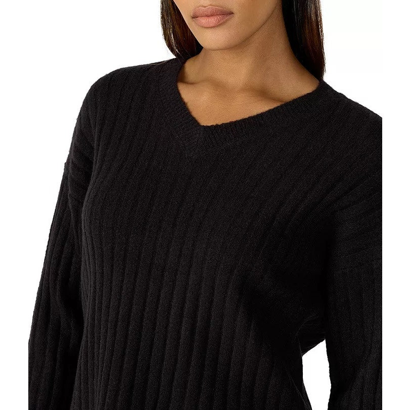 Sanctuary Ribbed Knit Sweater In Black