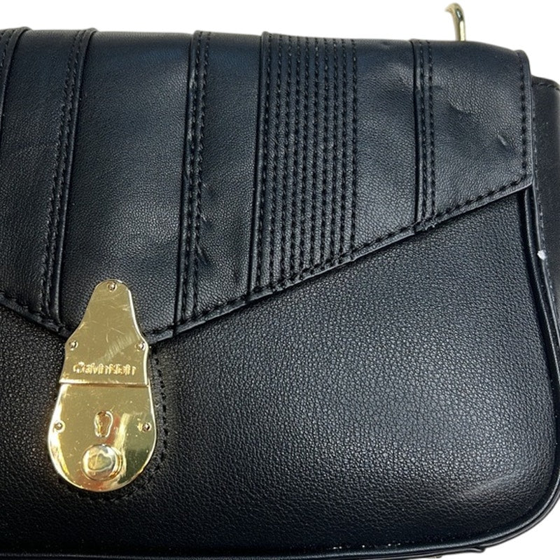 Calvin Klein Black Linear Quilted Leather Crossbody Bag, Gold Hardware, NWT