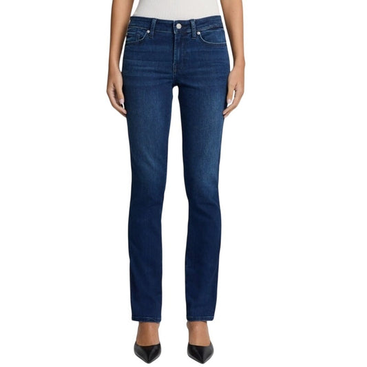 7 For All Mankind Women's "Kimmie" Fitted Straight-Leg Jeans in Hazel Blue Wash