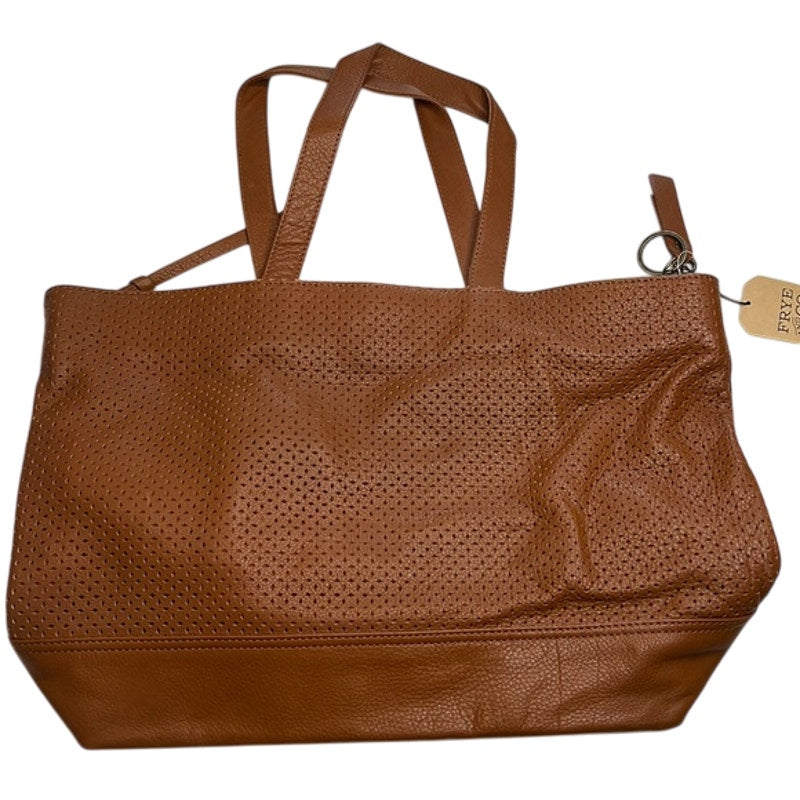 FRYE Cognac Brown Leather Tote Bag w/ Removable Strap, Double Handles, NWT!