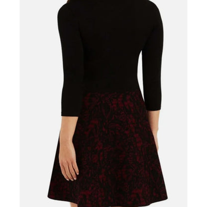 BCX Juniors Black & Red A-Line Elevated Sweater Dress