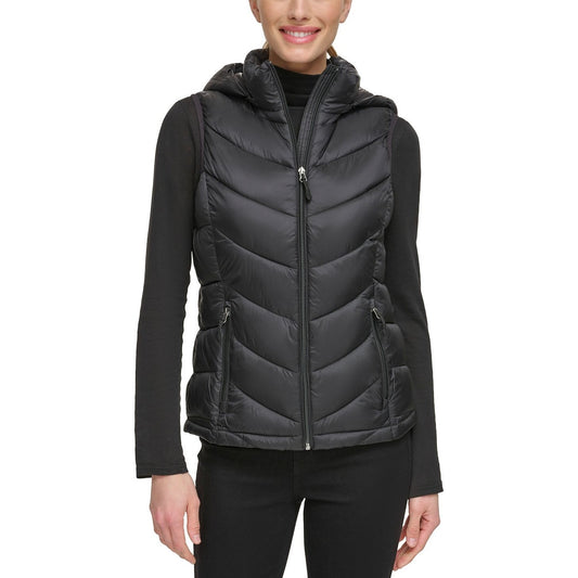 Charter Club Women's Packable Hooded Puffer Vest in Black, Size XS