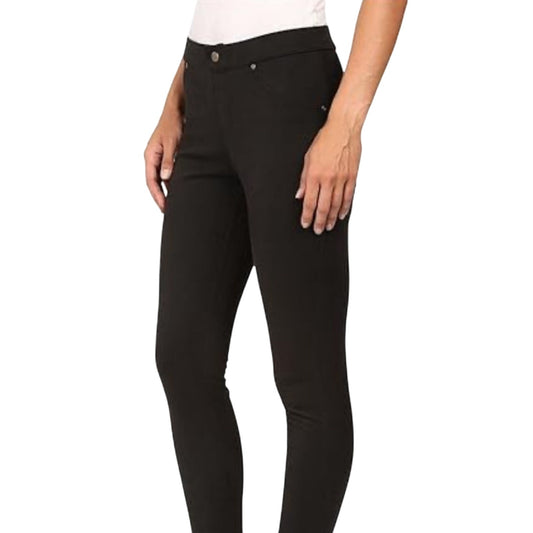 HUE Ladies Solid Black Microsuede Leggings, Pull-On, Skinny Leg