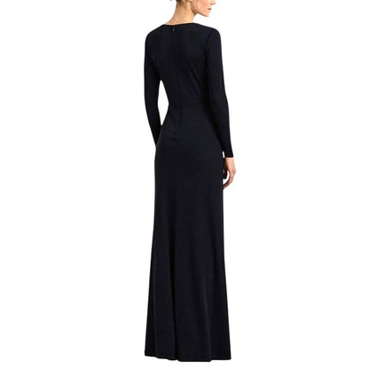 Ralph Lauren Women's Twisted Long-Sleeve Gown in Lighthouse Navy Blue