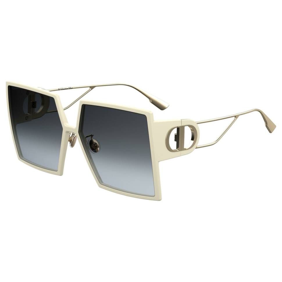 Dior Large Geometric Sunglasses w/ White Frames & Gold Hardware, Dark Lenses NWT