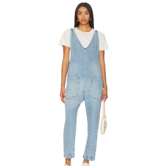 Free People We The Free High Roller Jumpsuit in Kansas Light Blue