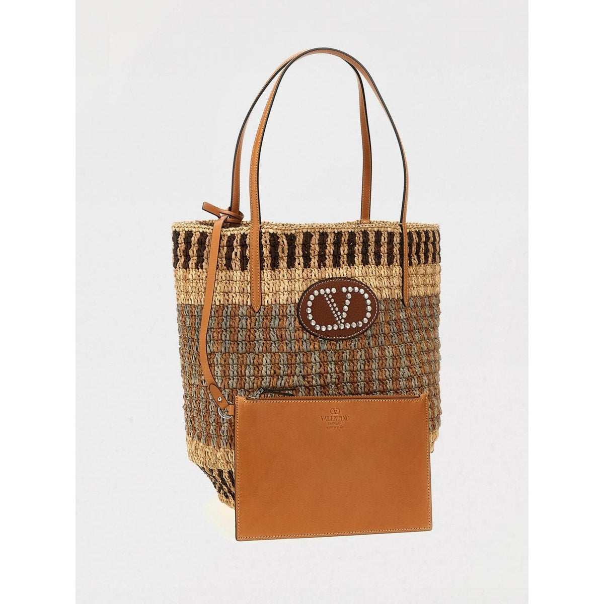Valentino  VLOGO SIGNATURE RAFFIA SHOPPING BAG TOTE