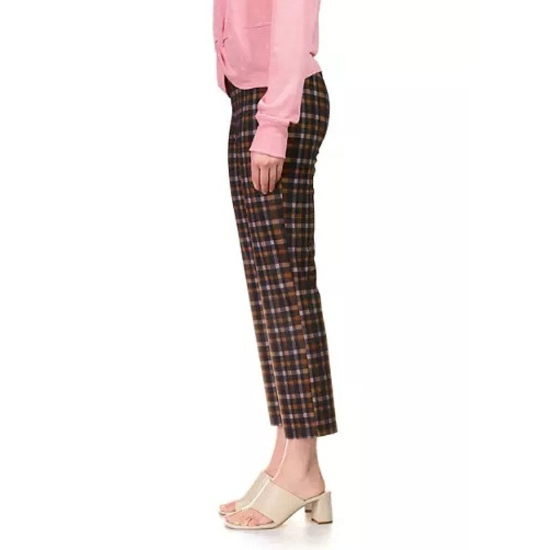 Sanctuary Ladies Carnaby Kick Crop Pants In Plum Plaid