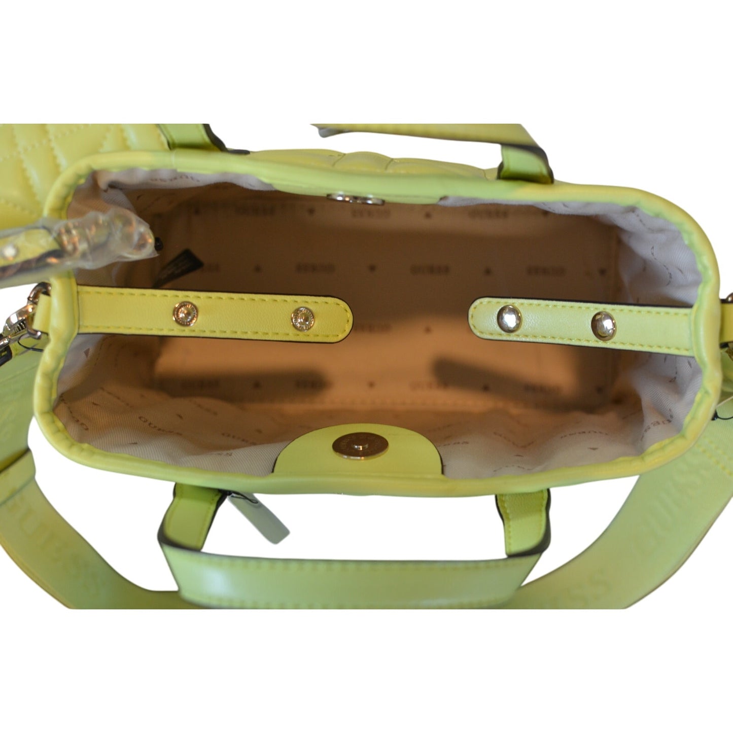 Guess Women's Metallic "Latona" Mini Tote Bag in Chartreuse Green