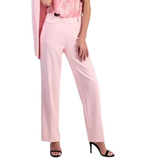 Anne Klein Women's High Rise Wide-Leg Pull-On Pants in Peony Pink
