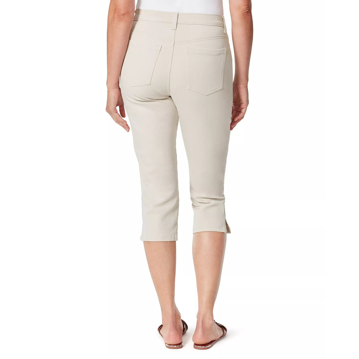 Gloria Vanderbilt Women's Amanda Slit Capri Jeans in Stonewood Tan