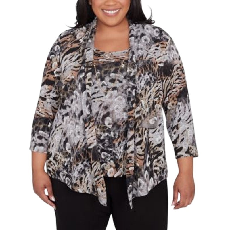 Alfred Dunner Women's Plus Size Top in Classic Neutral Tan