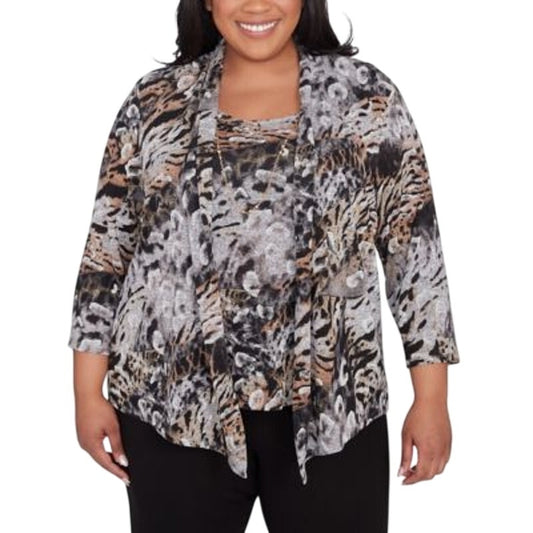 Alfred Dunner Women's Plus Size Top in Classic Neutral Tan