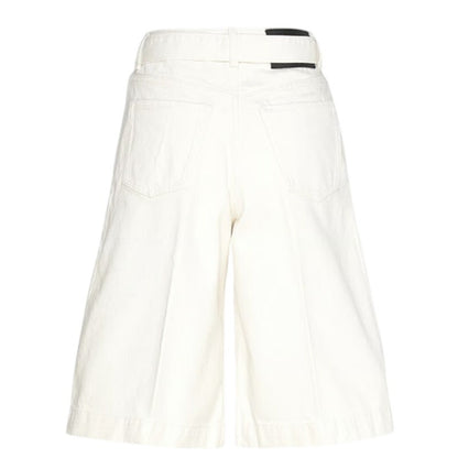 HUGO BOSS Women's Cotton High-Rise Belted Denim Shorts in Natural Tan