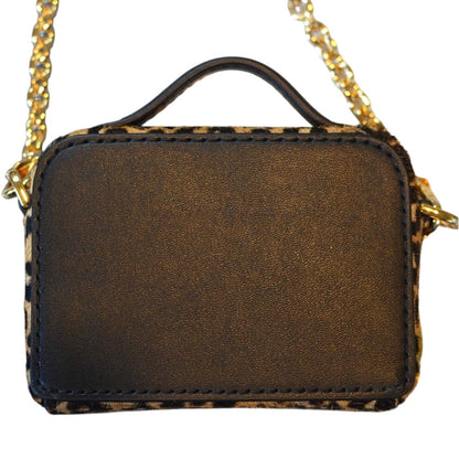 MICHAEL Michael Kors "Estelle" Micro Leather Trunk Crossbody Bag in Leopard Tan