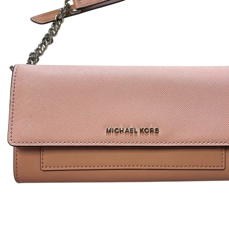 Michael Kors Jet Set Medium Saffiano Leather Convertible Wallet Chain Bag, Pink