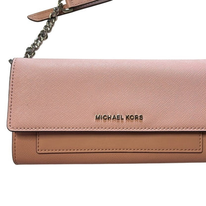 Michael Kors Jet Set Medium Saffiano Leather Convertible Wallet Chain Bag, Pink