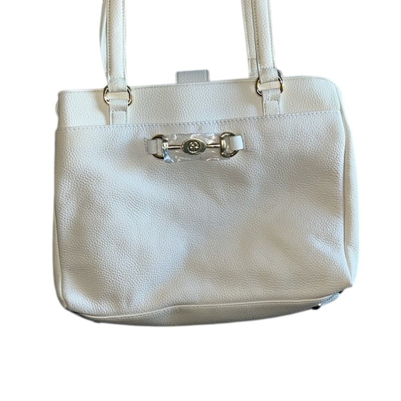 Giani Bernini Horsebit Detail Satchel In White Leather