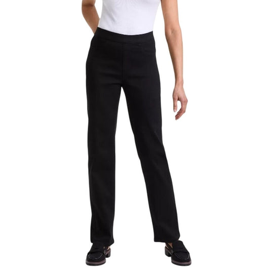 Style & Co. Petite Mid-Rise Pull-On Straight Leg Jeans in Black Rinse