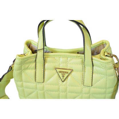 Guess Women's Metallic "Latona" Mini Tote Bag in Chartreuse Green